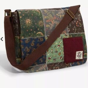 Celestial Grunge Patchwork Print Messenger Bag